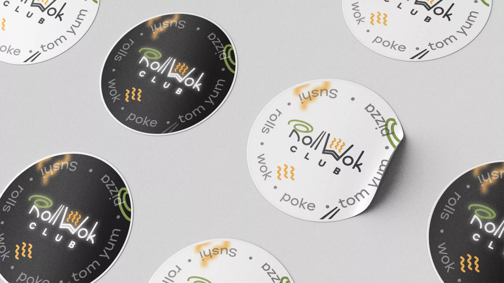 Разработка наклеек для суши-бара «Roll Wok Club» в Макушино