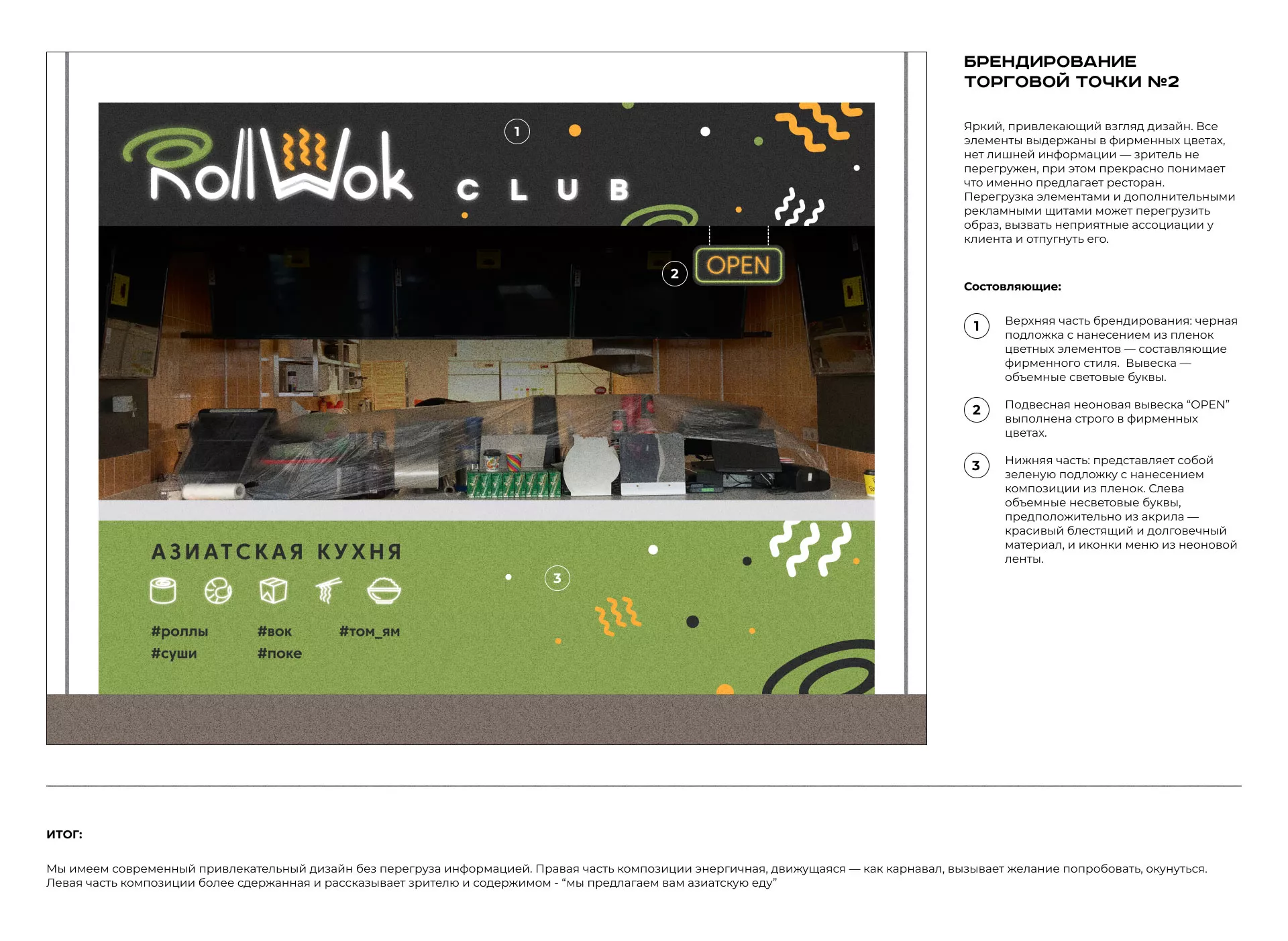 Брендирование торговых точек суши-бара «Roll Wok Club» в Макушино